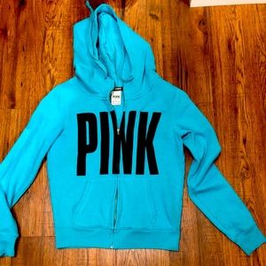PINK-Zip up blue sweater XS